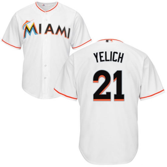 Youth Majestic Miami Marlins #21 Christian Yelich Authentic White Home Cool Base MLB Jersey - Ujersey