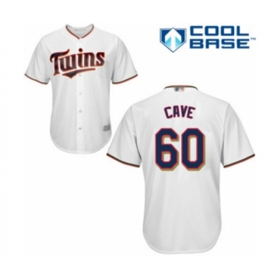 Youth Minnesota Twins #60 Jake Cave Authentic White Home Cool Base Baseball Player Jersey