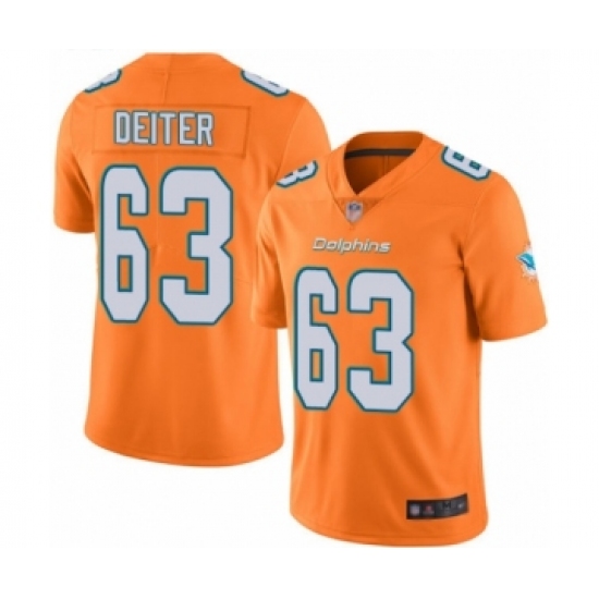 Men's Miami Dolphins #63 Michael Deiter Limited Orange Rush Vapor Untouchable Football Jersey - Ujersey