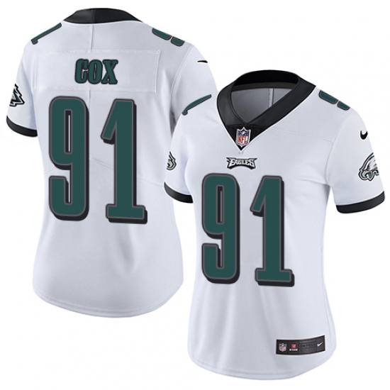Women's Nike Philadelphia Eagles #91 Fletcher Cox White Vapor Untouchable Limited Player NFL Jersey