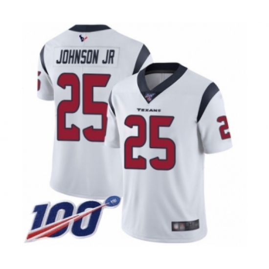 Men's Houston Texans #25 Duke Johnson Jr White Vapor Untouchable Limited Player 100th Season Football Jersey - Ujersey