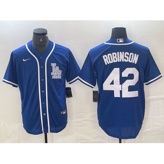 Men's Los Angeles Dodgers #42 Jackie Robinson Blue Cool Base Stitched Baseball Jersey - Ujersey
