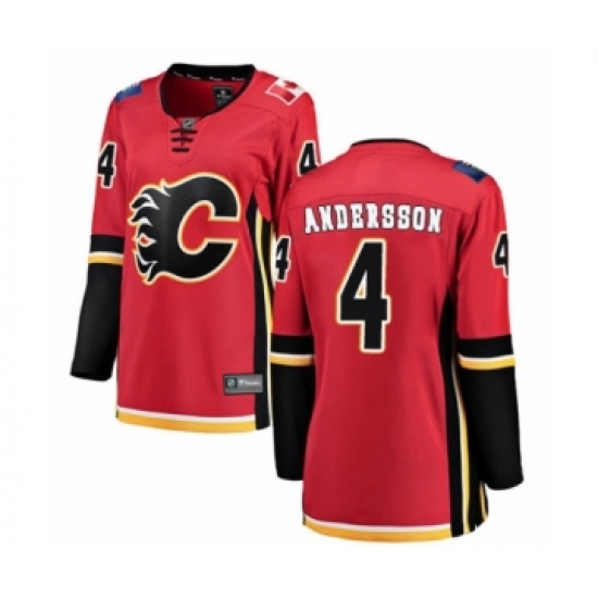 Women's Calgary Flames #4 Rasmus Andersson Authentic Red Home Fanatics Branded Breakaway NHL Jersey - Ujersey