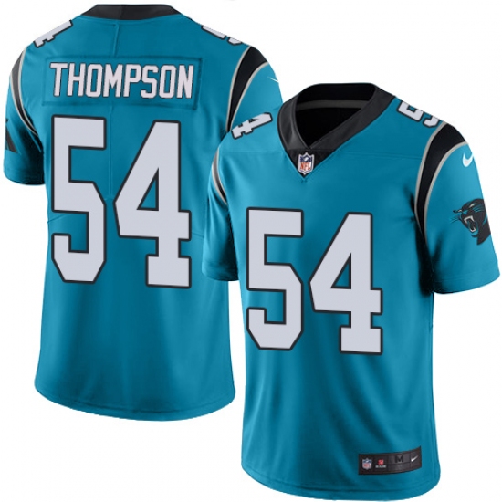 Youth Nike Carolina Panthers #54 Shaq Thompson Limited Blue Rush Vapor Untouchable NFL Jersey - Ujersey