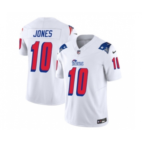 Men's Nike New England Patriots #10 Mac Jones White 2023 F.U.S.E. Vapor Limited Football Stitched Jersey - Ujersey