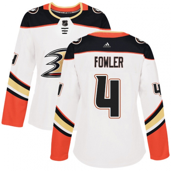 Women's Adidas Anaheim Ducks #4 Cam Fowler Authentic White Away NHL Jersey - Ujersey