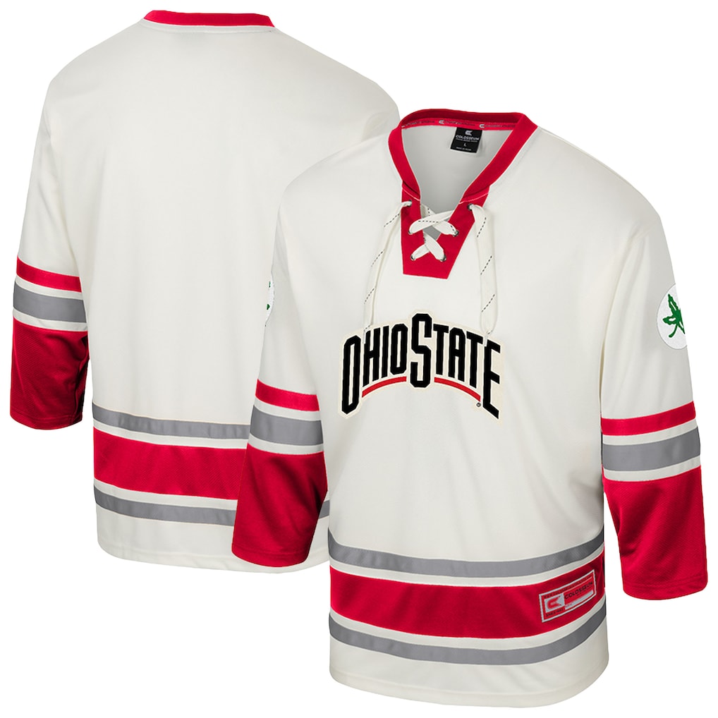 Men's Colosseum Cream Ohio State Buckeyes Puck Proud Fashion Hockey Jersey - Vujersey Los Angeles Rams
