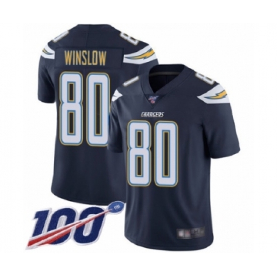Men's Los Angeles Chargers #80 Kellen Winslow Navy Blue Team Color Vapor Untouchable Limited Player 100th Season Football Jersey - Ujersey
