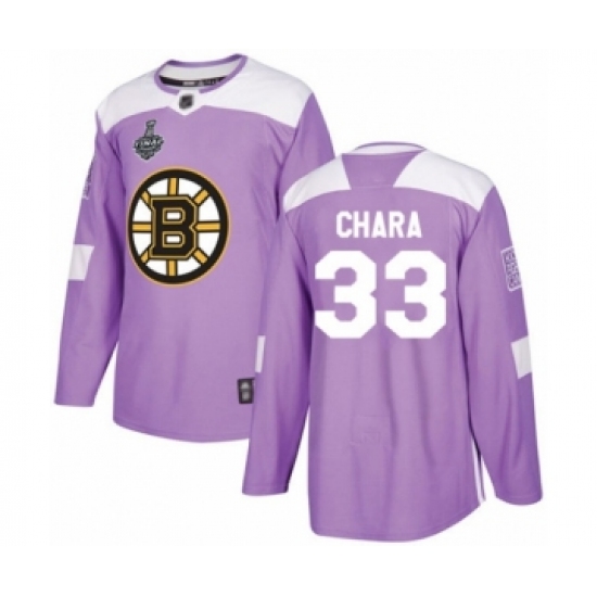 Youth Boston Bruins #33 Zdeno Chara Authentic Purple Fights Cancer Practice 2019 Stanley Cup Final Bound Hockey Jersey - Ujersey