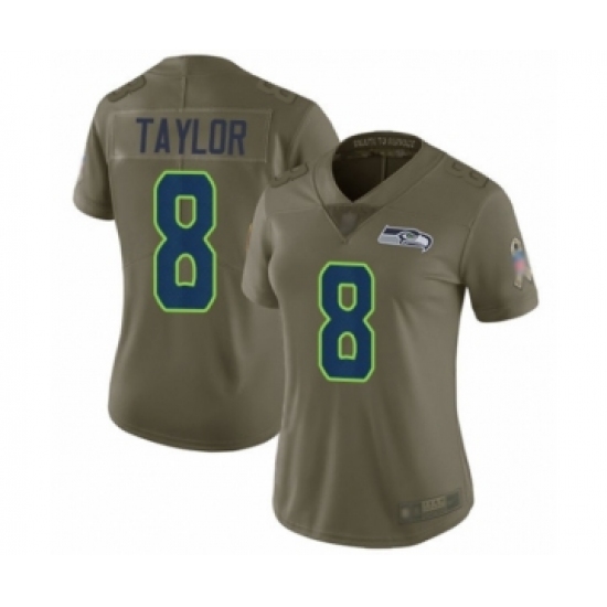 Women's Seattle Seahawks #8 Jamar Taylor Limited Olive 2017 Salute to Service Football Jersey
