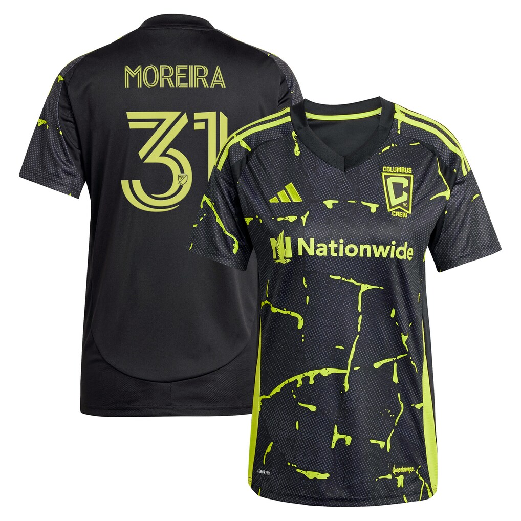 Women's Columbus Crew Steven Moreira adidas Black 2025 The Goosebumps Kit Replica Jersey - Ujersey