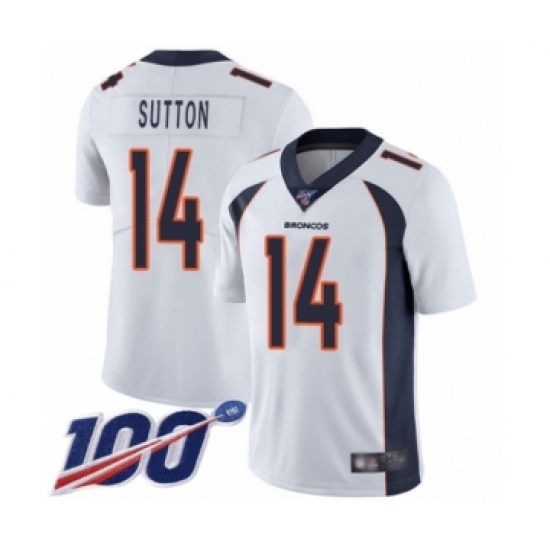 Men's Denver Broncos #14 Courtland Sutton White Vapor Untouchable Limited Player 100th Season Football Jersey - Ujersey