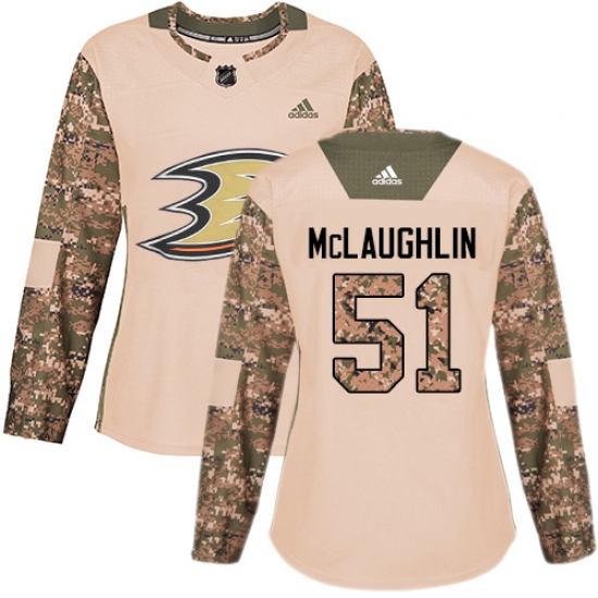 Women's Adidas Anaheim Ducks #51 Blake McLaughlin Authentic Camo Veterans Day Practice NHL Jersey - Ujersey