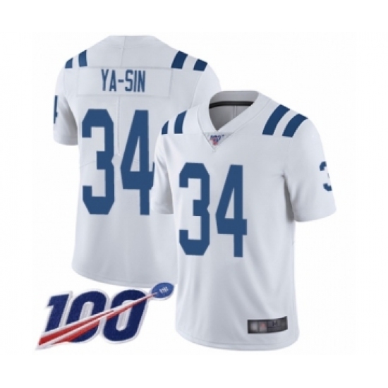 Men's Indianapolis Colts #34 Rock Ya-Sin White Vapor Untouchable Limited Player 100th Season Football Jersey - Ujersey