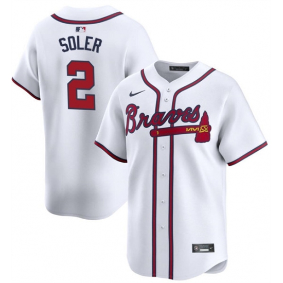 Men's Atlanta Braves #2 Jorge Soler White 2024 Home Limited Stitched Baseball Jersey - Ujersey