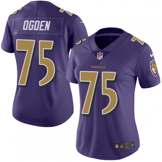 Women's Nike Baltimore Ravens #75 Jonathan Ogden Limited Purple Rush Vapor Untouchable NFL Jersey - Ujersey