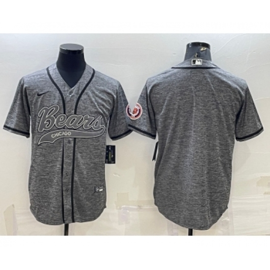 Men's Chicago Bears Blank Grey With Patch Cool Base Stitched Baseball Jersey - Ujersey