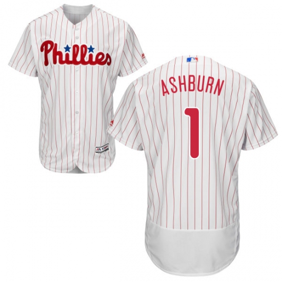 Men's Majestic Philadelphia Phillies #1 Richie Ashburn White Home Flex Base Authentic Collection MLB Jersey - Ujersey