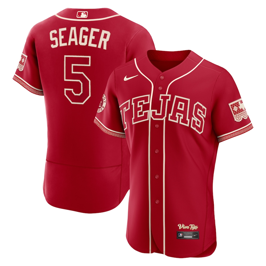 Men's Texas Rangers Corey Seager Nike Red 2026 City Connect Authentic Sponsor Patch Jersey - Ujersey Shop
