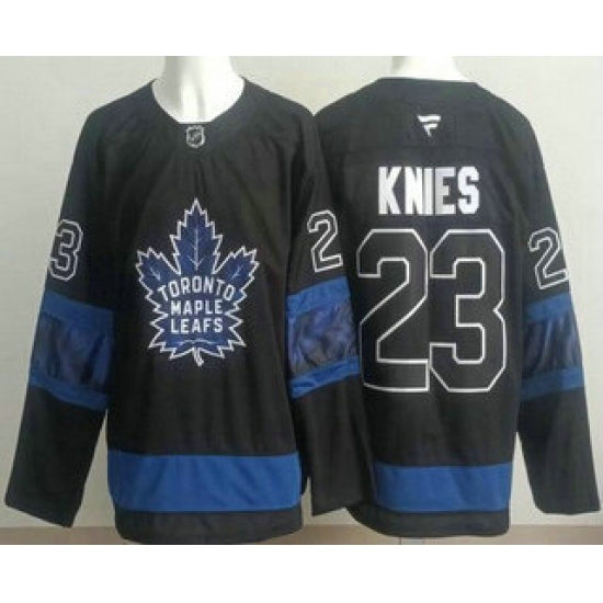 Men's Toronto Maple Leafs #23 Matthew Knies Black Alternate Authentic Jersey - Ujersey
