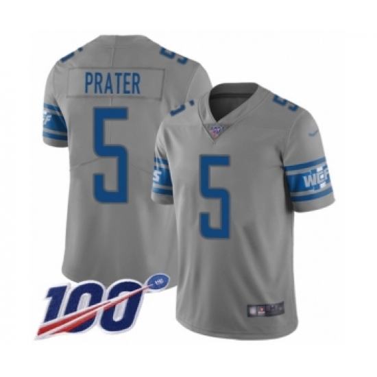 Youth Detroit Lions #5 Matt Prater Limited Gray Inverted Legend 100th Season Football Jersey - Ujersey