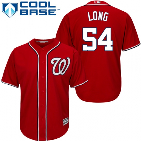Youth Majestic Washington Nationals #54 Kevin Long Authentic Red Alternate 1 Cool Base MLB Jersey - Ujersey