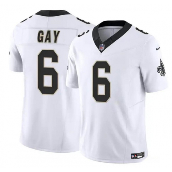 Men's New Orleans Saints #6 Willie Gay White 2023 F.U.S.E. Vapor Limited Football Stitched Jersey - Ujersey
