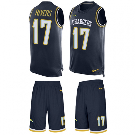 Men's Nike Los Angeles Chargers #17 Philip Rivers Limited Navy Blue Tank Top Suit NFL Jersey - Ujersey