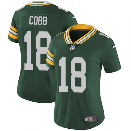 Women's Nike Green Bay Packers #18 Randall Cobb Green Team Color Vapor Untouchable Limited Player NFL Jersey - Ujersey
