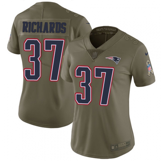 Women's Nike New England Patriots #37 Jordan Richards Limited Olive 2017 Salute to Service NFL Jersey - Ujersey