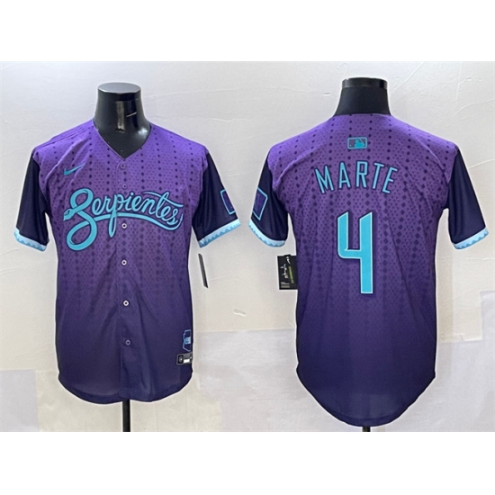 Men's Arizona Diamondbacks #4 Ketel Marte Purple 2025 City Connect Limited Stitched Baseball Jersey - Ujersey