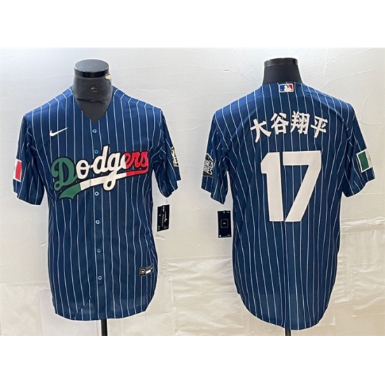Men's Los Angeles Dodgers #17 大谷翔平 Navy Cool Base With Stitched Baseball Jerseys - Ujersey