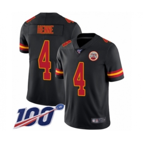 Men's Kansas City Chiefs #4 Chad Henne Limited Black Rush Vapor Untouchable 100th Season Football Jersey - Ujersey