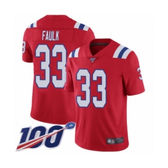 Men's New England Patriots #33 Kevin Faulk Red Alternate Vapor Untouchable Limited Player 100th Season Football Jersey - Ujersey