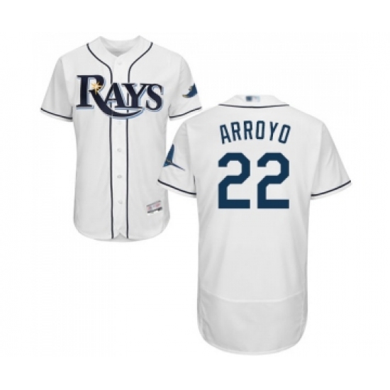 Men's Tampa Bay Rays #22 Christian Arroyo Home White Home Flex Base Authentic Collection Baseball Jersey - Ujersey