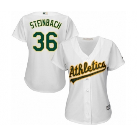 Women's Oakland Athletics #36 Terry Steinbach Authentic White Home Cool Base Baseball Jersey - Ujersey