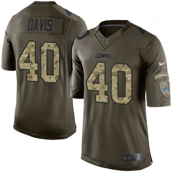 Men's Nike Detroit Lions #40 Jarrad Davis Elite Green Salute to Service NFL Jersey - Ujersey
