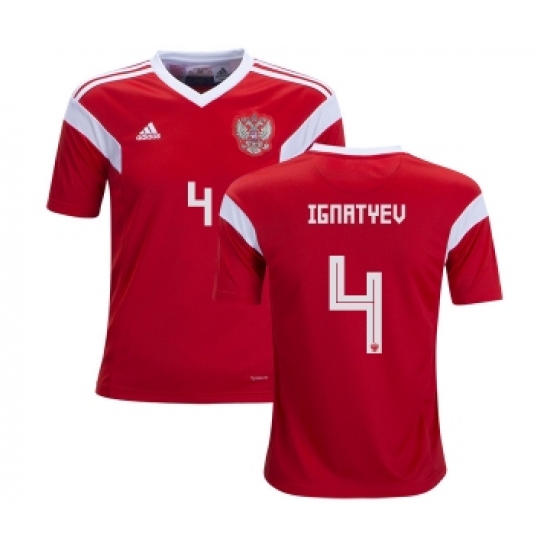 Russia #4 Ignatyev Home Kid Soccer Country Jersey