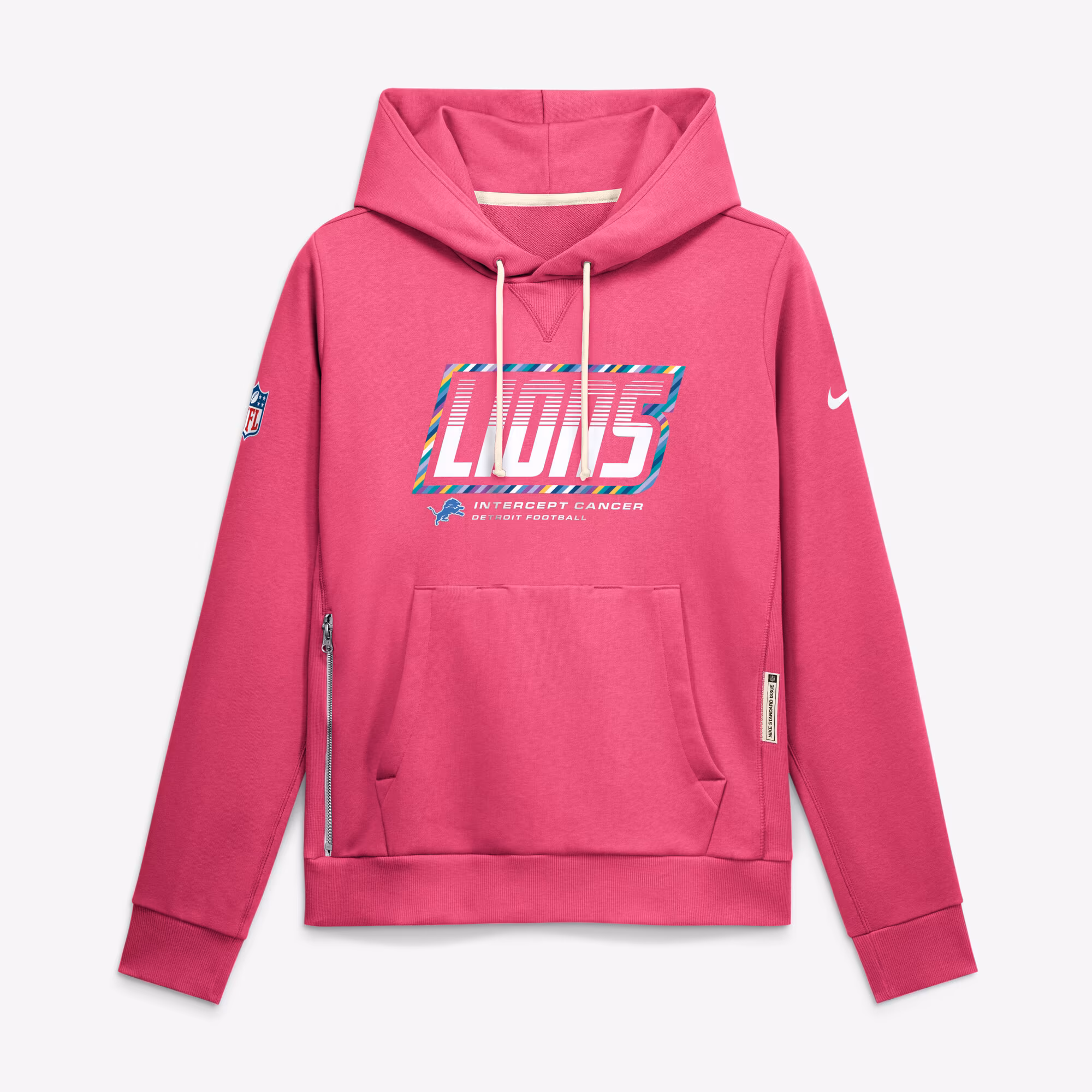 Women's Detroit Lions  Nike Pink 2026 NFL Crucial Catch Sideline Standard Issue Dri-FIT Pullover Hoodie