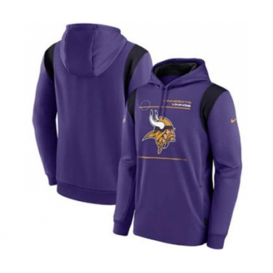 Men's Minnesota Vikings 2021 Purple Sideline Logo Performance Pullover Hoodie - Ujersey