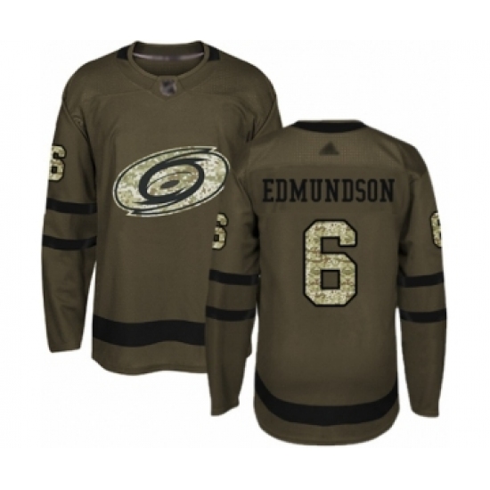 Men's Carolina Hurricanes #6 Joel Edmundson Authentic Green Salute to Service Hockey Jersey - Ujersey