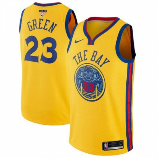 Men's Nike Golden State Warriors #23 Draymond Green Swingman Gold 2018 NBA Finals Bound NBA Jersey - City Edition - Ujersey
