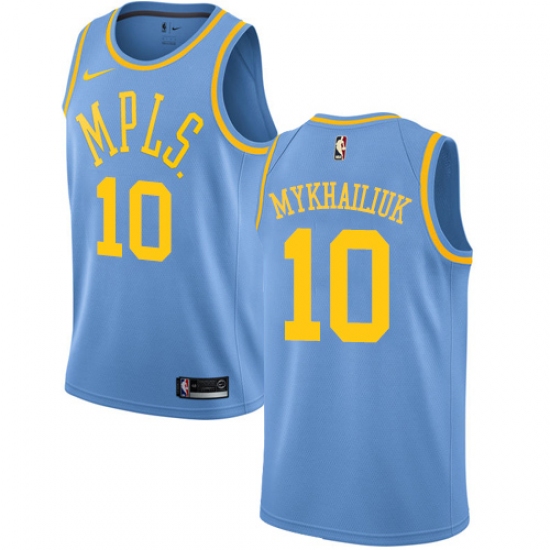 Men's Nike Los Angeles Lakers #10 Sviatoslav Mykhailiuk Swingman Blue Hardwood Classics NBA Jersey - Ujersey