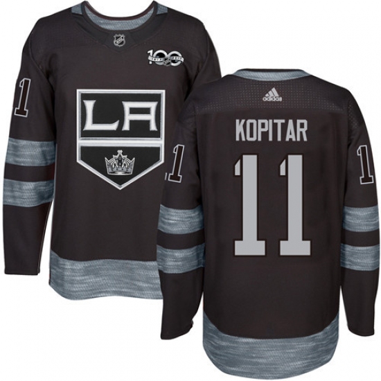 Men's Adidas Los Angeles Kings #11 Anze Kopitar Authentic Black 1917-2017 100th Anniversary NHL Jersey - Ujersey