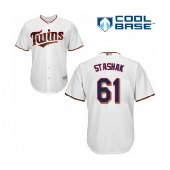 Youth Minnesota Twins #61 Cody Stashak Authentic White Home Cool Base Baseball Player Jersey - Ujersey