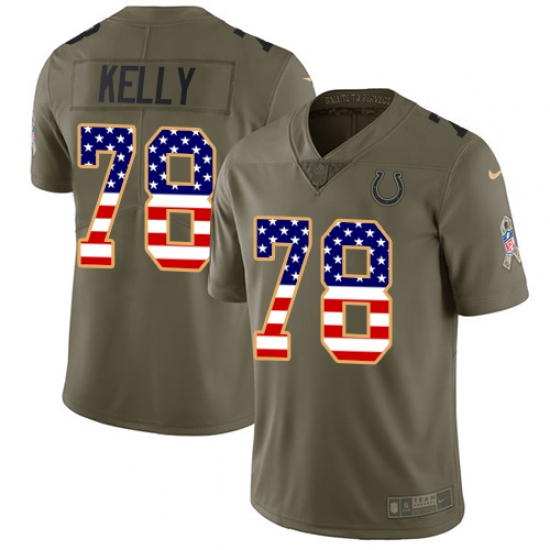 Men's Nike Indianapolis Colts #78 Ryan Kelly Limited Olive/USA Flag 2017 Salute to Service NFL Jersey - Ujersey