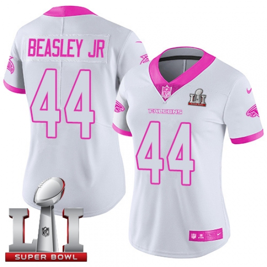Women's Nike Atlanta Falcons #44 Vic Beasley Limited White/Pink Rush Fashion Super Bowl LI 51 NFL Jersey - Ujersey