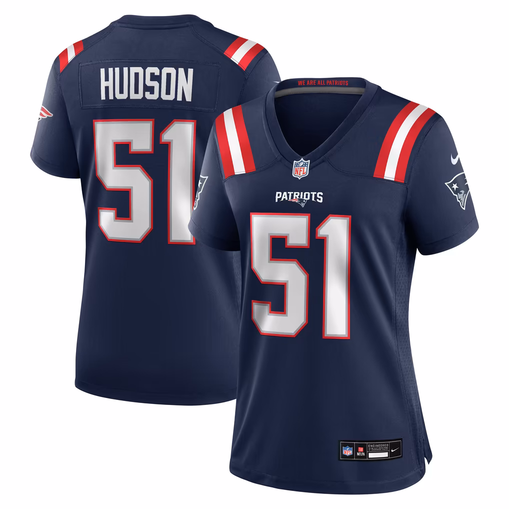 Women's New England Patriots James Hudson Nike Navy Team Game Jersey - SUjersey01