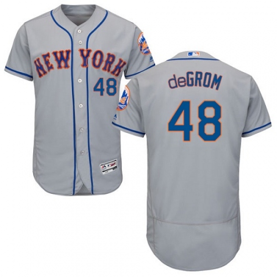 Men's Majestic New York Mets #48 Jacob deGrom Grey Road Flex Base Authentic Collection MLB Jersey - Ujersey