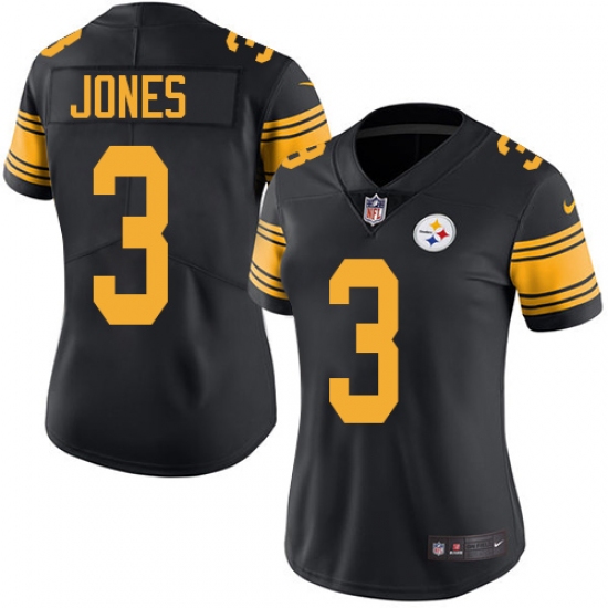 Women's Nike Pittsburgh Steelers #3 Landry Jones Limited Black Rush Vapor Untouchable NFL Jersey - Ujersey